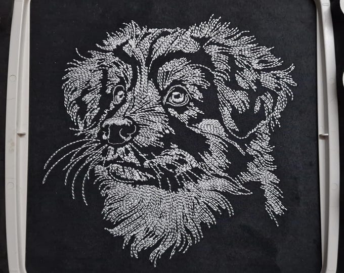 WENIGER STICHE - Stickdatei Australian Shepherd  "Frank" LIGHT - für dunkle Stoffe -  Hund - LunaChild - 6 Größen