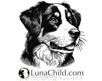 Embroidery file "Appenzeller Mountain Dog Wally" realistic dog commercial use LunaChild
