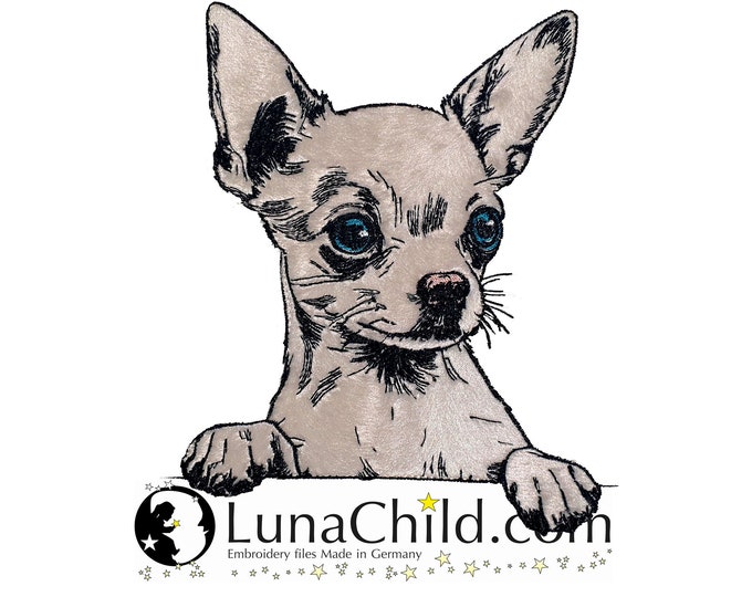 Stickdatei Applikation Chihuahua "Aage" kommerzielle Nutzung LunaChild Hund Apli