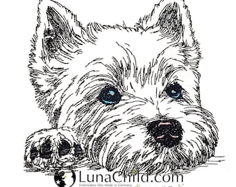FEWER STITCHES - Embroidery file - West Highland Terrier "Joda" - LIGHT - for light fabrics - Dog - LunaChild