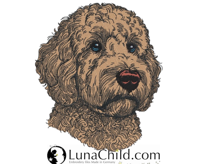 Stickdatei - Vollstick - Golden Doodle  "Chooper" - Für helle & dunkle Stoffe - 10 Größen - Hund - LunaChild