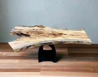 Live Edge Coffee Table - Highly Figured Solid Wood Slab - Ready To Ship!