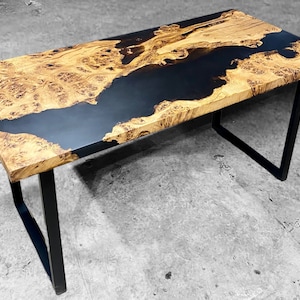 Individueller Epoxy Resin River Schreibtisch - Handgefertigter Schreibtisch - Individueller Live Edge Tisch - Moderne Büromöbel - Made-to-Order in den USA