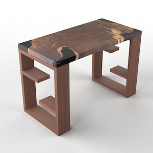 Individueller Epoxy Resin River Schreibtisch - Handgefertigter Schreibtisch - Individueller Live Edge Tisch - Moderne Büromöbel - Made-to-Order in den USA