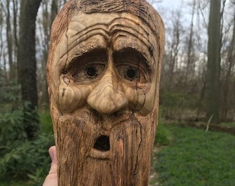 Hand Carved Spalted Maple Wood Spirit Sculpture