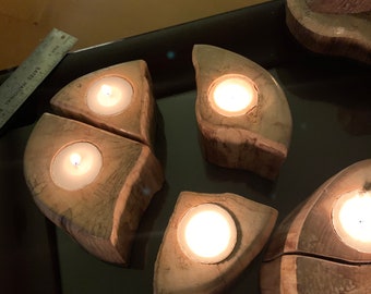 Distinctive Votive & Tea Light Natural Log Candle Holders! Looks and Feels Like Driftwood! Candle Sets, Romantic Candles, Unique Candles