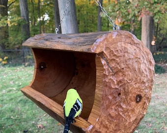 XL Cherry Log Bird Feeder: Squirrel Feeder or Nesting Platform
