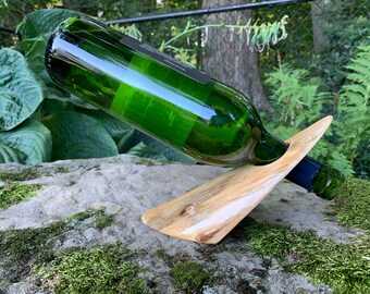 Spalted Maple Wine Bottle Holder: Natural Log Bar Decor