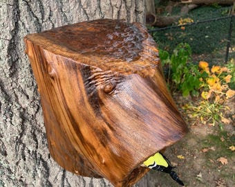 Natural Log Birdhouse: Walnut, Birch, Elm, or Poplar Wood