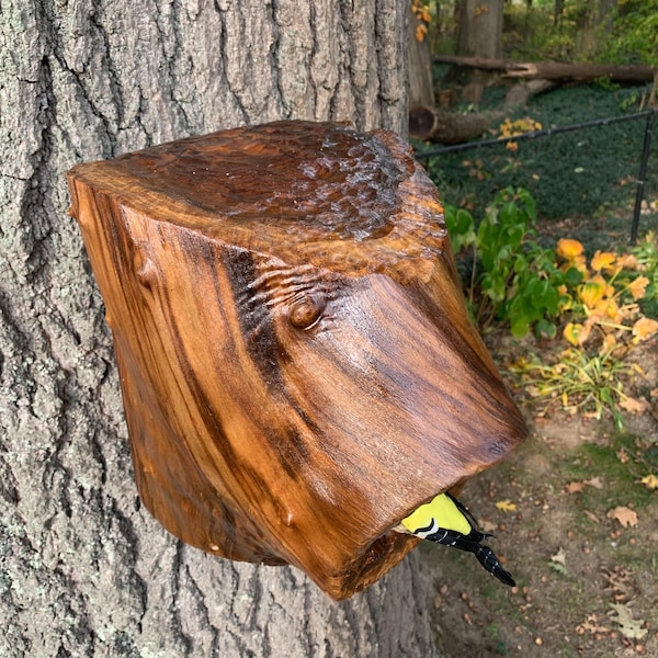 Natural Log Birdhouse: Walnut, Birch, Elm, or Poplar Wood