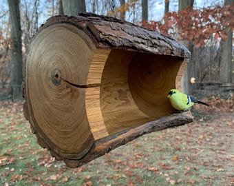 Golden Elm Squirrel Feeder: Rustic Bird Nesting Platform