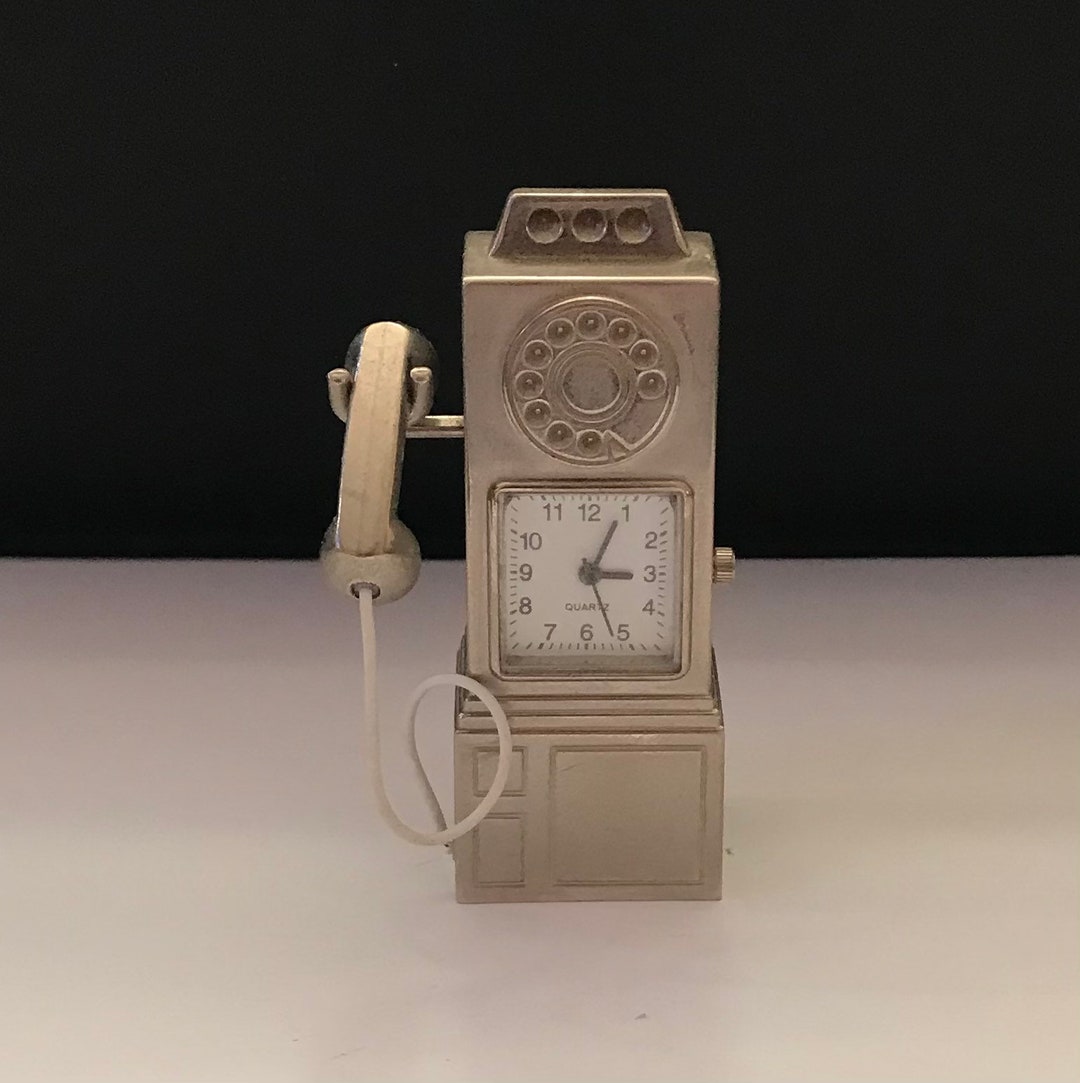 Fantastic Novelty Silvered Brass Miniature Desk Clock in the Etsy