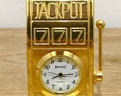 Fantastic sweet miniature Quartz brass fruit machine desk clock