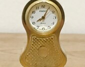 Sweet miniature brass Quartz desk clock