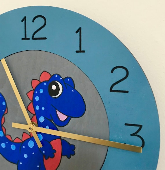 Reloj de pared de dinosaurio hecho a mano para ninos novedad fantastica con movimiento con pilas Etsy Espana