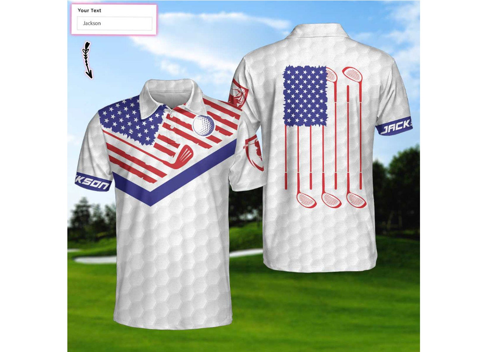 Personalized Golf American Flag New Custom Short Sleeve Polo Etsy