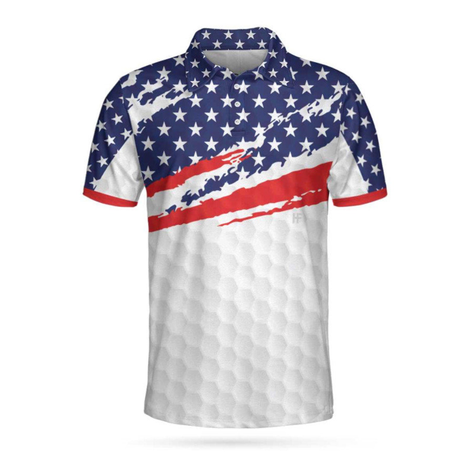 American Flag Golf Texture Short Sleeve Golf Polo Shirt Polo Etsy