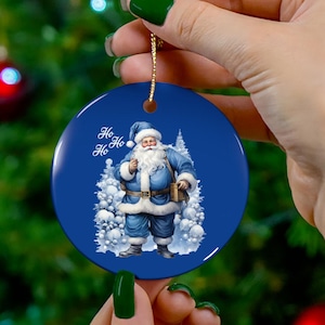 Blue Santa, Christmas Ornament, Blue Christmas Decor, Blue Santa, Blue Christmas, Decorations, Blue Christmas Decor, Dark Blue, Xmas, X-mas