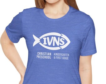 Custom IVNS Logo Shirt, Columbia Heather Blue, Unisex Bella Canvas 3001
