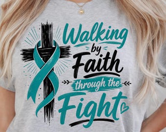 Christian-themed Ovarian Cancer Shirt, Faith Based Ovarian Cancer Tshirt