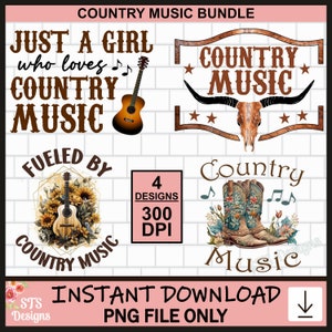 Musique country, PNG, modèles de chemises, lot de musique country, cliparts, citations de musique country, country, conception de t-shirt, cow-girl, commercial, numérique