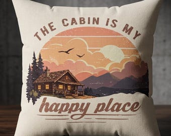 Cabin Pillow, Cabin Decor, Log Cabin Gift, Throw Pillow, Accent Pillow, 14 x 14, 16 x 16, 18 x 18