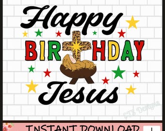 Feliz Aniversário Jesus, PNG, Natal de Jesus, Desenhos Cristãos de Natal, Digital