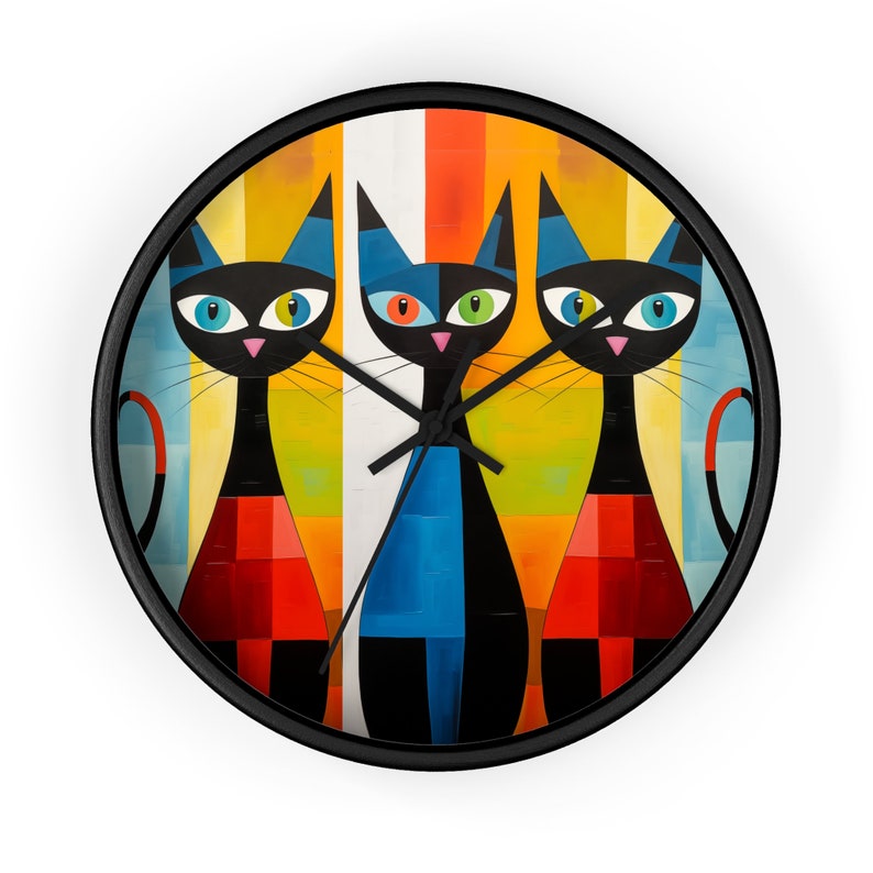 Gift for Cat Lover, Cat Wall Clock, Cat Clock, Retro Cat Clock, Cat Gift, Cat Gift Idea, Cute Cat Gift, Cat wall art, Retro Clock, Cat Owner image 2