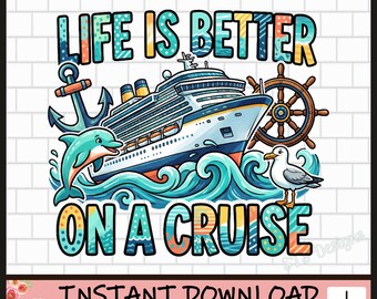 Cruise PNG, Watercolor Cruise Design, Sublimation, Digital