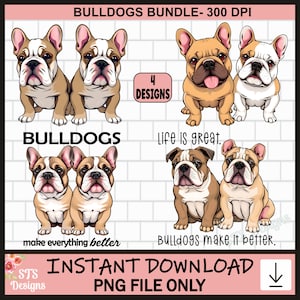 Bulldogge Design, Bulldoggen, PNG, Lustige Bulldogge, Bulldogge, T-Shirt-Design, Zwei Bulldoggen, Bulldogge Bündel, Bulldogge Clipart, Digital, Kommerziell