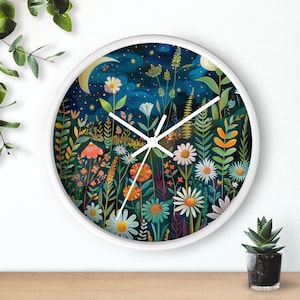 Flower Clock, Kitchen Clock, Floral Wall Clock, Pretty Flower Clock, Wildflower Clock, Vintage Wildflower, Gift idea mom, Kitchen Wall clock