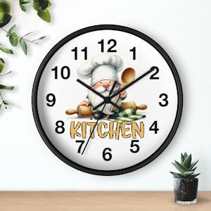 Kitchen Clock, Cute Clock for Kitchen, Gift for, Cook, Kitchen Wall Clock, Cook Lover Gift, Chef, Kitchen Clock with Numbers, Kitchen Decor