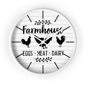 Farmhouse Kitchen Clock, Farmhouse Style Clock, Farmhouse Wall Clock, Kitchen Clock, Cute Farmhouse Decor, Farmhouse Kitchen Decor, Chicken White