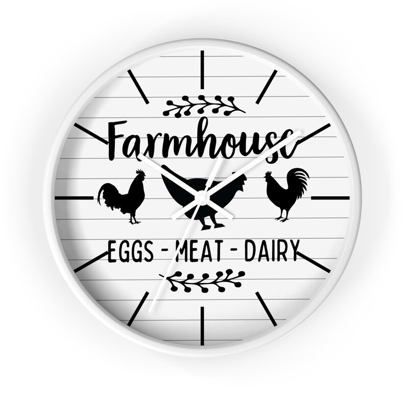 Farmhouse Kitchen Clock, Farmhouse Style Clock, Farmhouse Wall Clock, Kitchen Clock, Cute Farmhouse Decor, Farmhouse Kitchen Decor, Chicken White