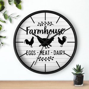 Farmhouse Kitchen Clock, Farmhouse Style Clock, Farmhouse Wall Clock, Kitchen Clock, Cute Farmhouse Decor, Farmhouse Kitchen Decor, Chicken