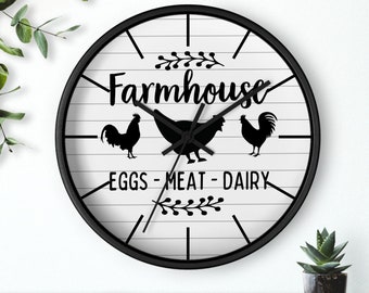 Farmhouse Kitchen Clock, Farmhouse Style Clock, Farmhouse Wall Clock, Kitchen Clock, Cute Farmhouse Decor, Farmhouse Kitchen Decor, Chicken