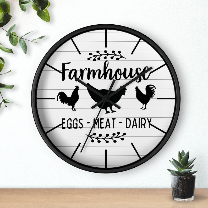 Farmhouse Kitchen Clock, Farmhouse Style Clock, Farmhouse Wall Clock, Kitchen Clock, Cute Farmhouse Decor, Farmhouse Kitchen Decor, Chicken imagem 1