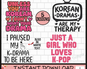 Pacote de K-Drama, PNG de K-Drama, Design de K-Drama, K-Drama, Design de Camiseta, K-Drama, K-Pop, Drama Coreano, K-Drama Engraçado, PNG, Digital, Comercial