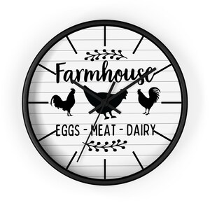 Farmhouse Kitchen Clock, Farmhouse Style Clock, Farmhouse Wall Clock, Kitchen Clock, Cute Farmhouse Decor, Farmhouse Kitchen Decor, Chicken Black