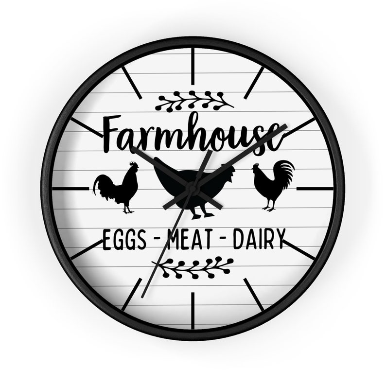 Farmhouse Kitchen Clock, Farmhouse Style Clock, Farmhouse Wall Clock, Kitchen Clock, Cute Farmhouse Decor, Farmhouse Kitchen Decor, Chicken Black