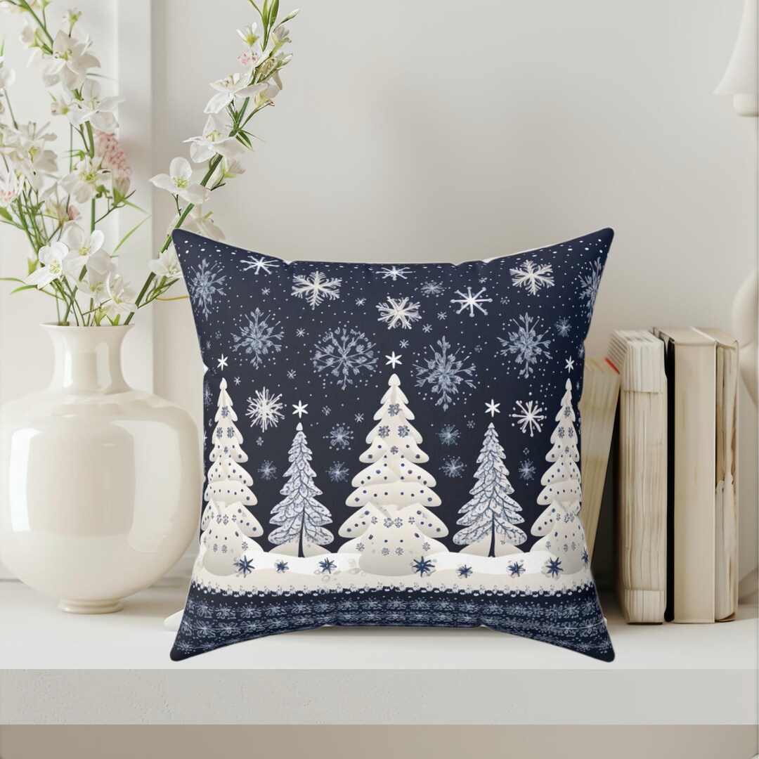 Blue Christmas Pillow, Pillow Cover, Nordic Christmas, Nordic Decor ...