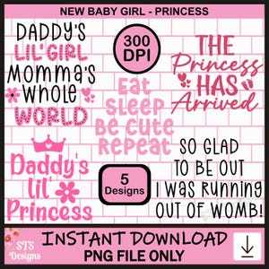 Bundel babymeisje, babymeisje, papa's prinses, ontwerp, baby, nieuwe baby png, tshirtontwerpen, meisje, baby, papa's prinses, digitaal, commercieel