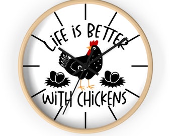 Farmhouse Kitchen Clock, Chicken Clock, Farmhouse Style Clock, Chicken Wall Clock,, Cute Farmhouse Decor, Farmhouse Kitchen Decor, Chicken