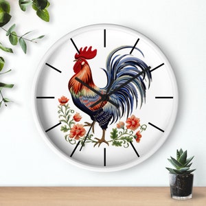 Rooster Clock, Rooster Decor, Rooster Wall Clock, Farmhouse Clock, Rooster Gift, Gift for, Rooster, Rooster Kitchen decor, farmhouse gift