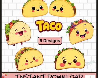 Taco PNG, Taco Designs, Taco Bundle, Taco Clipart, süßes Taco, lustiges Taco, Taco Sublimation, Tacos, digitaler Download, Taco, Kawaii-Stil