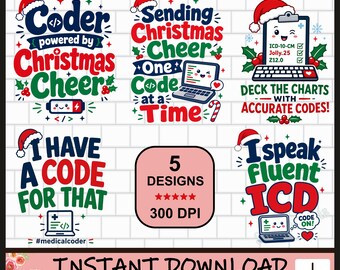Christmas Medical Coder, PNG, Medical Coder Designs, Digital Download