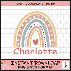 Charlotte SVG, Charlotte, SVG, PNG, Nome bambino Charlotte, Digitale, Design maglietta Charlotte, Nome bambina, File di taglio, Sublimazione, Nome personalizzato