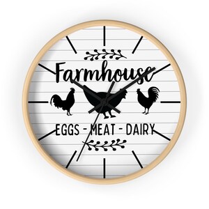 Farmhouse Kitchen Clock, Farmhouse Style Clock, Farmhouse Wall Clock, Kitchen Clock, Cute Farmhouse Decor, Farmhouse Kitchen Decor, Chicken Wooden