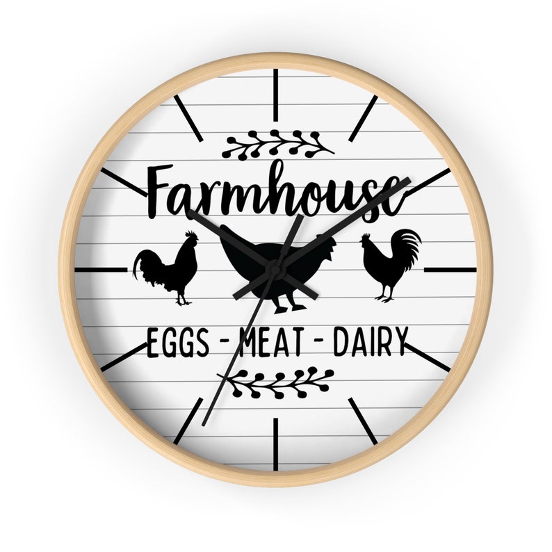 Farmhouse Kitchen Clock, Farmhouse Style Clock, Farmhouse Wall Clock, Kitchen Clock, Cute Farmhouse Decor, Farmhouse Kitchen Decor, Chicken Wooden
