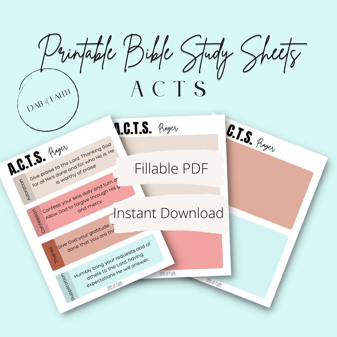 ACTS Prayer Printable Bible Study Sheets, Digital Download, Editable ...